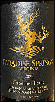 Paradise Springs 2023 Brown Bear Vineyard Cabernet Franc