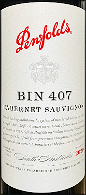 Penfolds 2020 Bin 407 Cabernet Sauvignon