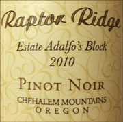 Raptor Ridge 2010 Estate Adalfos Block Pinot Noir