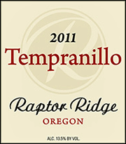 Raptor Ridge 2011 Tempranillo