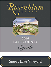 Rosenblum 2006 Snows Lake Syrah