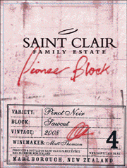 Saint Clair 2008 Pioneer Block 4 Sawcut Pinot Noir