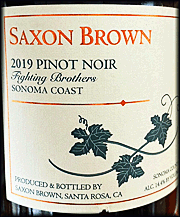 Saxon Brown 2019 Fighting Brothers Pinot Noir