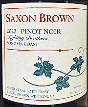 Saxon Brown 2022 Fighting Brothers Pinot Noir