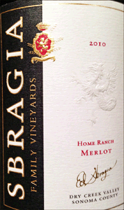 Sbragia 2010 Home Ranch Merlot