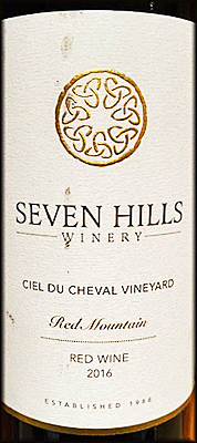 Seven Hills 2016 Ciel du Cheval Vineyard