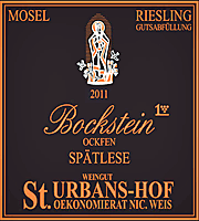 St Urbans Hof 2011 Bockstein Ockfen Spatlese Riesling