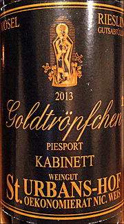 St. Urbans Hof 2013 Piesport Goldtropfchen Kabinett Riesling