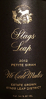 Stags Leap 2012 Ne Cede Malis Petite Sirah