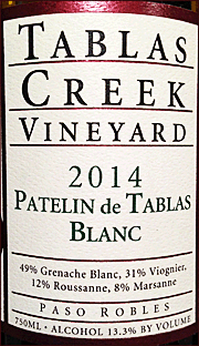 Tablas Creek 2014 Patelin de Tablas Blanc