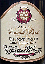 V Sattui 2021 Boonville Ranch Pinot Noir