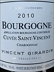 Vincent Girardin 2010 Cuvee St Vincent Chardonnay