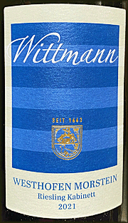 Wittmann 2021 Westhofen Morstein Kabinett Riesling